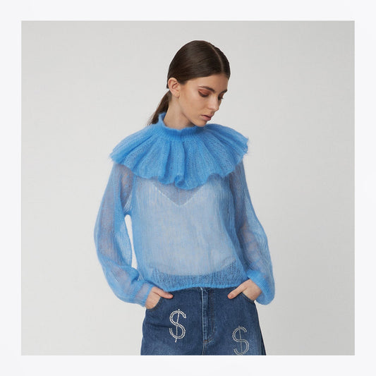- Delicate Knitted Sweater - Clear Blue