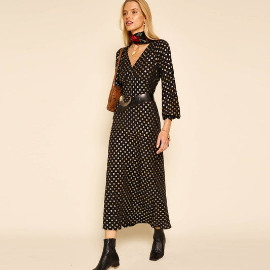 Mavis Dress - Shibori Gold