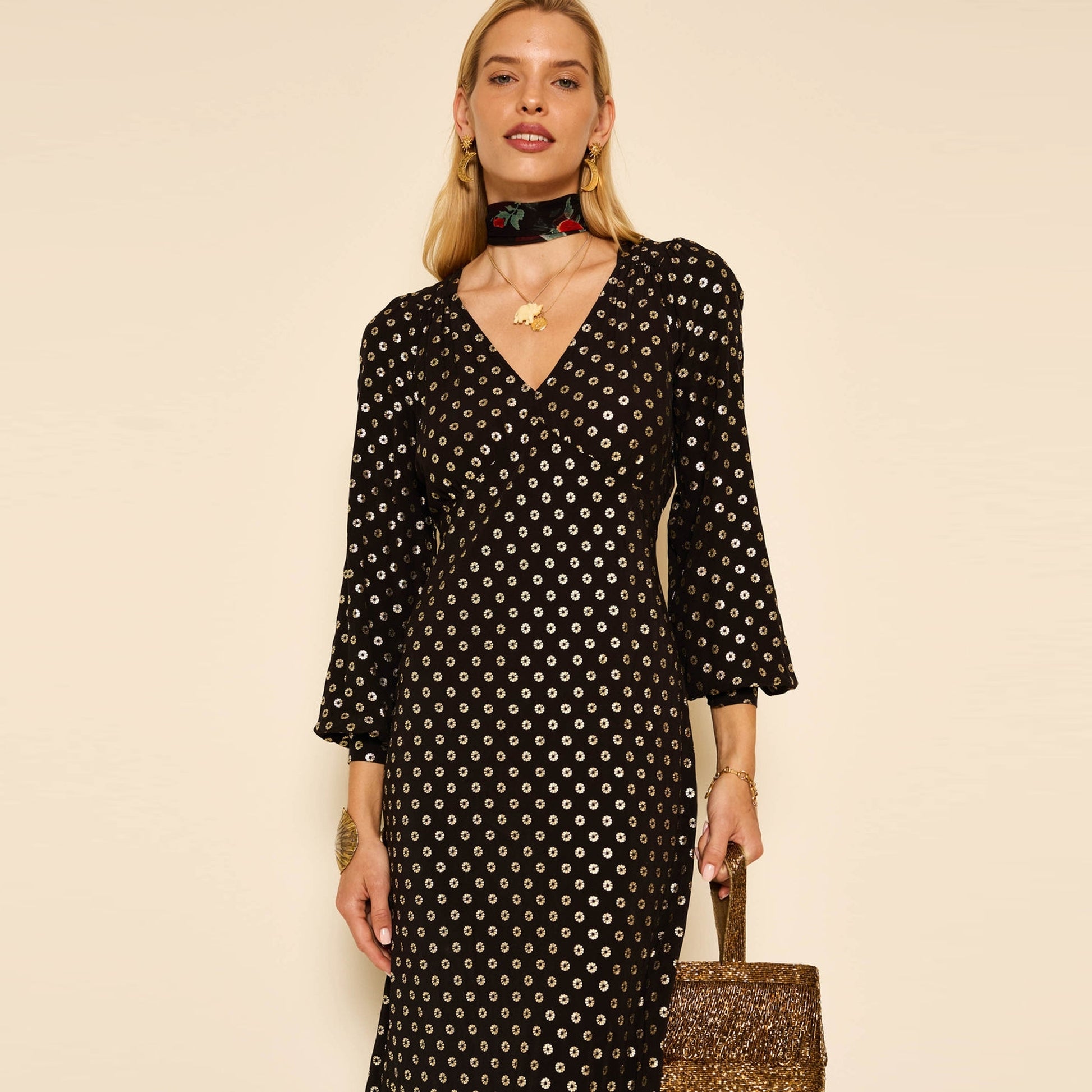 Rixo Mavis Dress - Shibori Gold