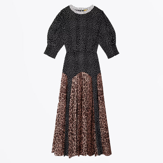 - Meg Dress - Leopard Polka Dot