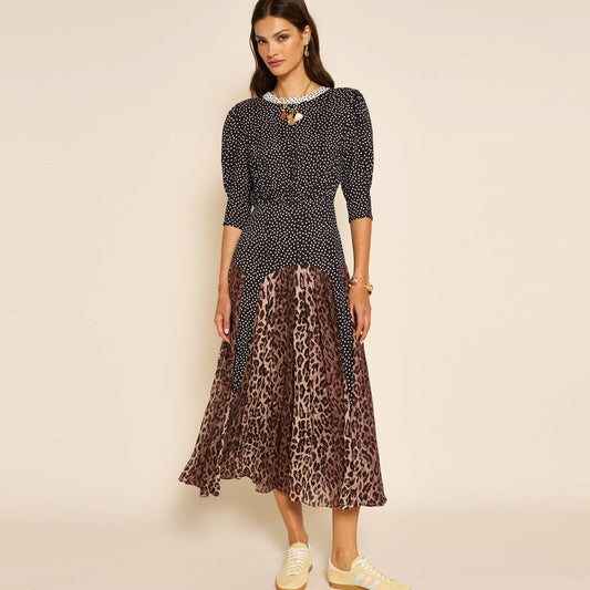 - Meg Dress - Leopard Polka Dot