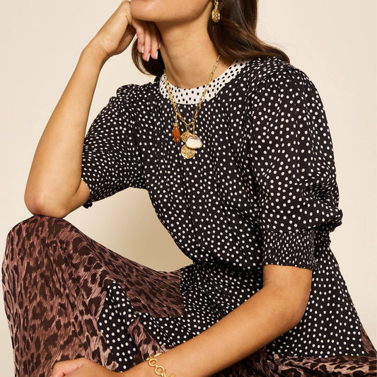 - Meg Dress - Leopard Polka Dot