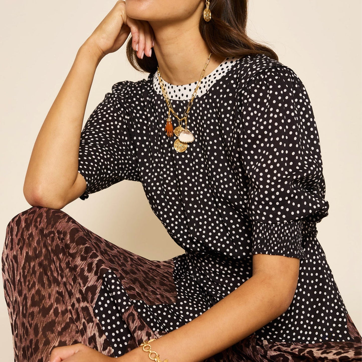 - Meg Dress - Leopard Polka Dot