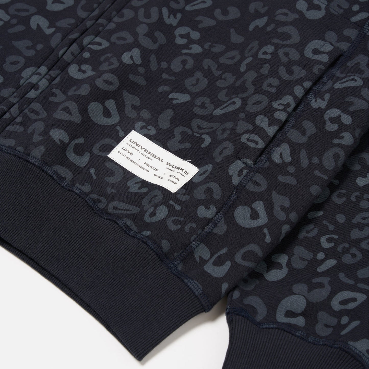 - NY Leopard Brush Back Hoody - Navy