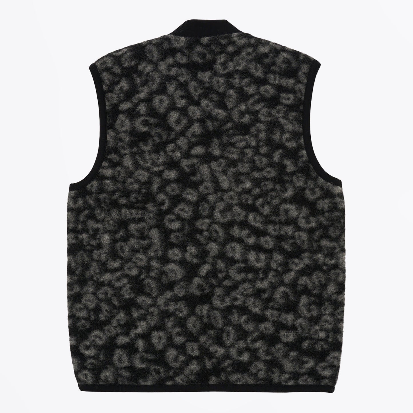 - Zip Waistcoat Leopard Fleece - Charcoal