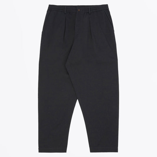 - Pleated Track Twill Pant - Black