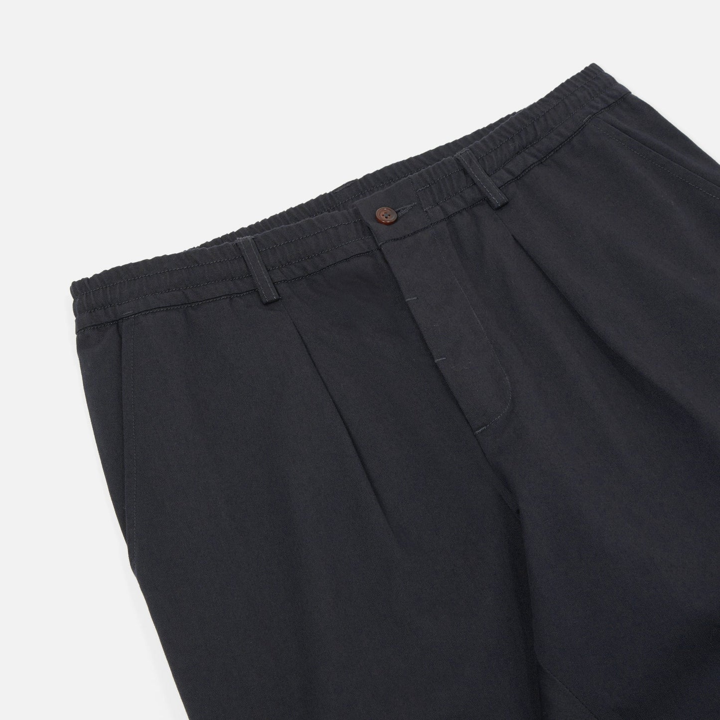 - Pleated Track Twill Pant - Black