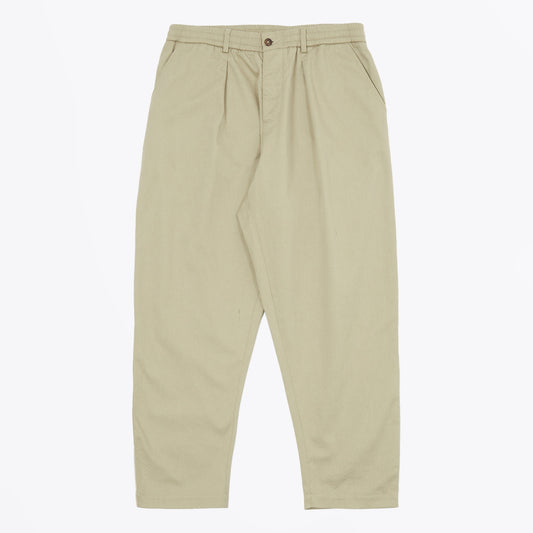 - Pleated Track Twill Pant - Stone