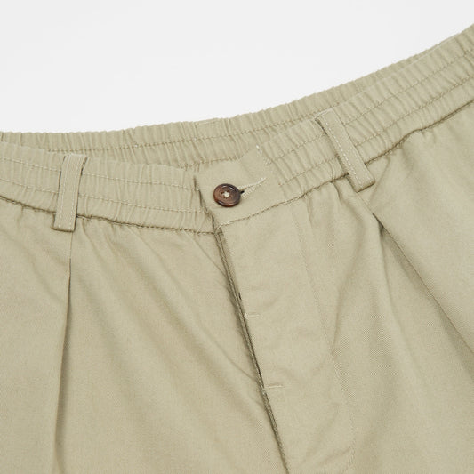- Pleated Track Twill Pant - Stone