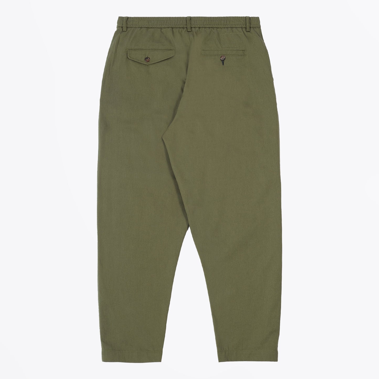 - Pleated Track Twill Pant - Olive