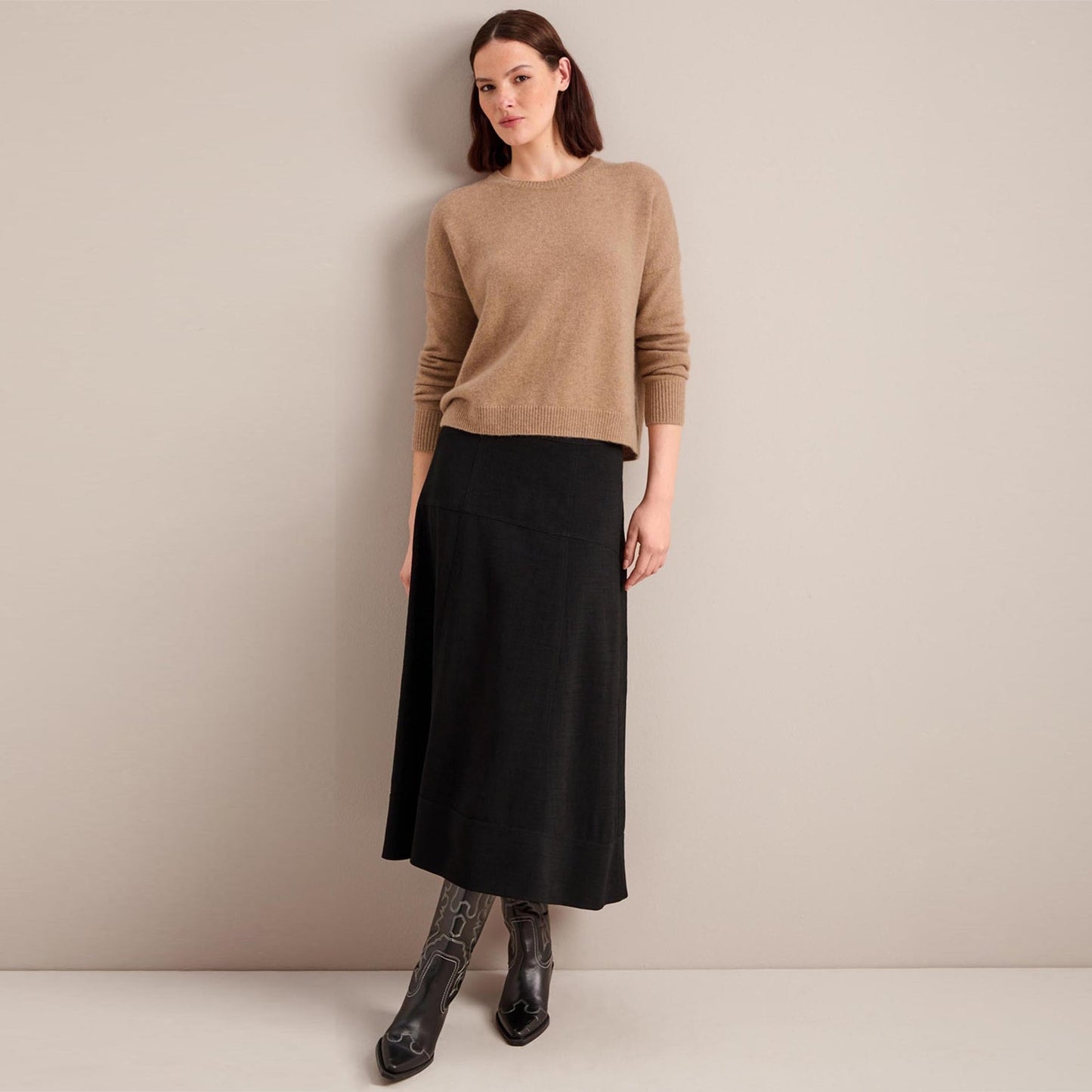 - Lainey Boxy Cashmere Jumper - Camel