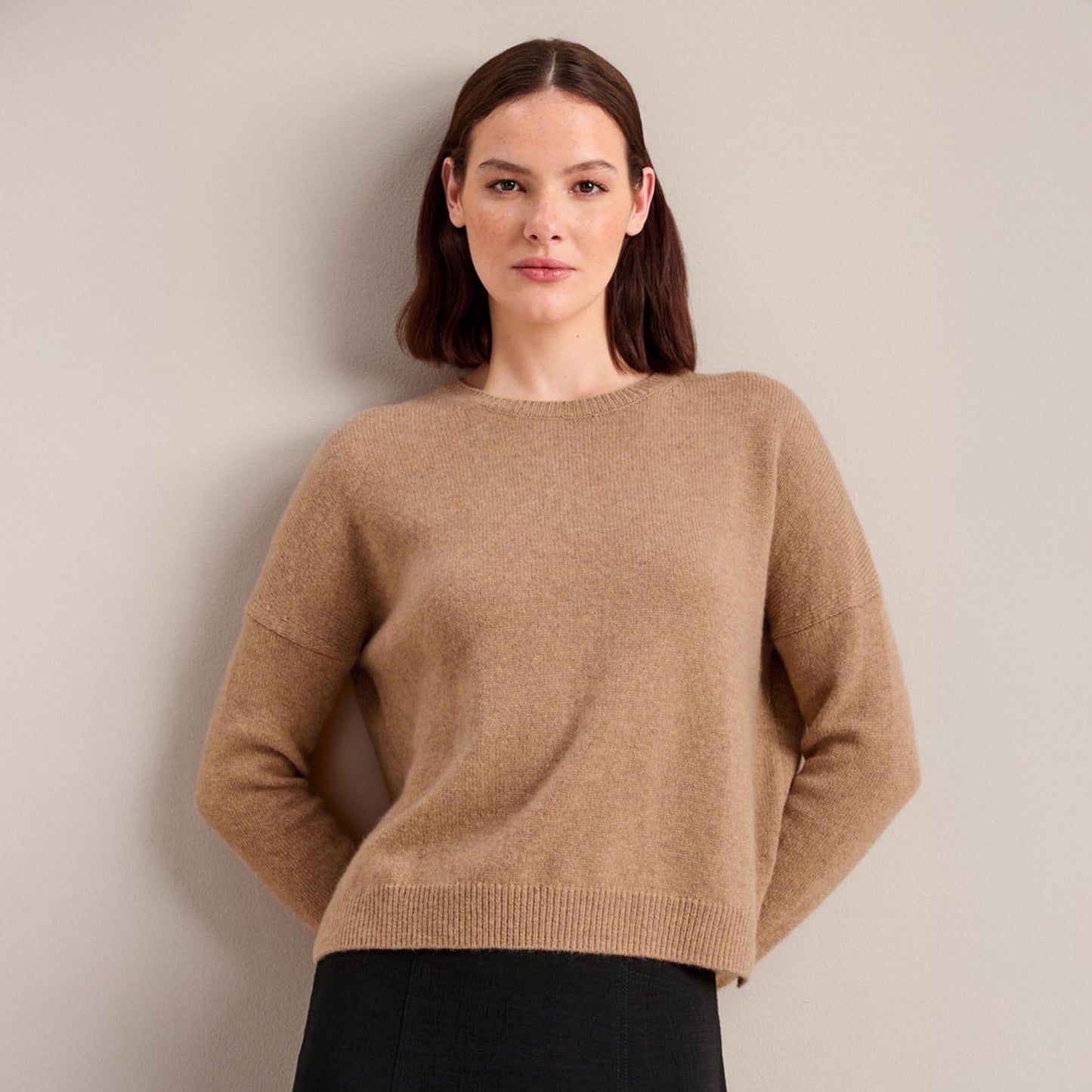 - Lainey Boxy Cashmere Jumper - Camel