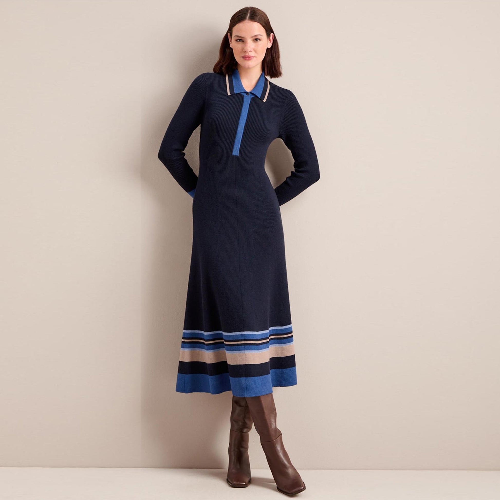 Cefinn Josie Wool Knit Dress - Navy