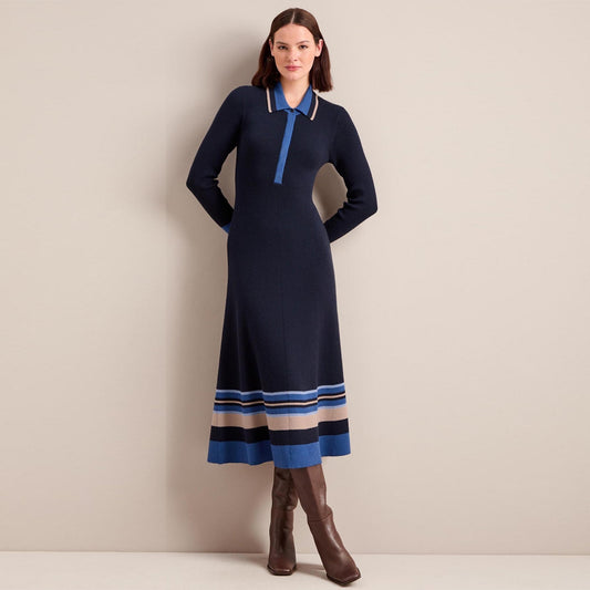 Josie Wool Knit Dress - Navy