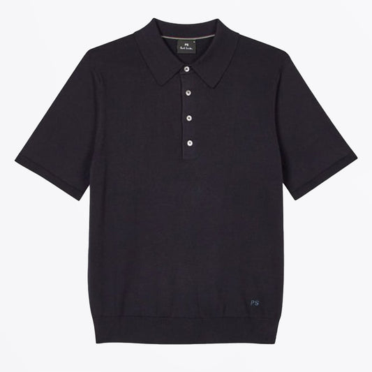 - Cotton Short Sleeve Polo Shirt - Navy