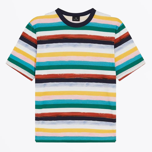 - Casual Fit Paint Stripe T-Shirt - Multi