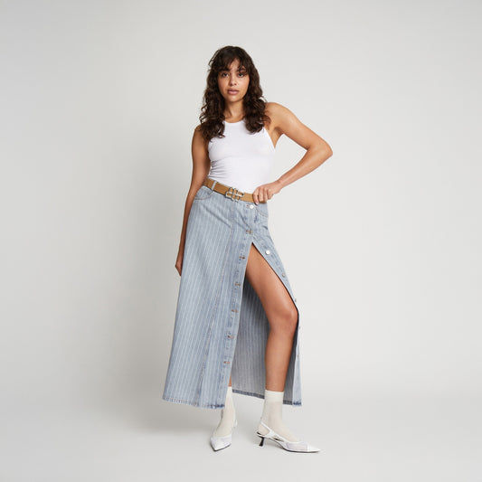 - Saima Denim Skirt - Light Blue