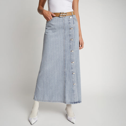- Saima Denim Skirt - Light Blue