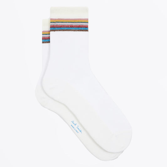 - Frida Signature Stripe Socks - White