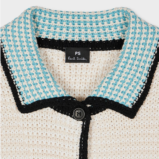 - Cotton Mix Crochet Cardigan - Ivory