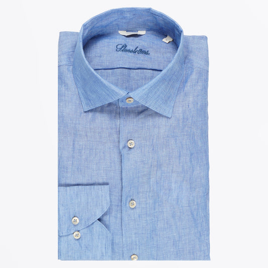 - Laundered Linen Shirt - Blue