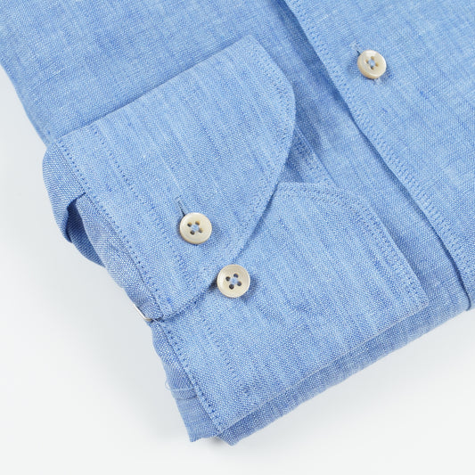 - Laundered Linen Shirt - Blue