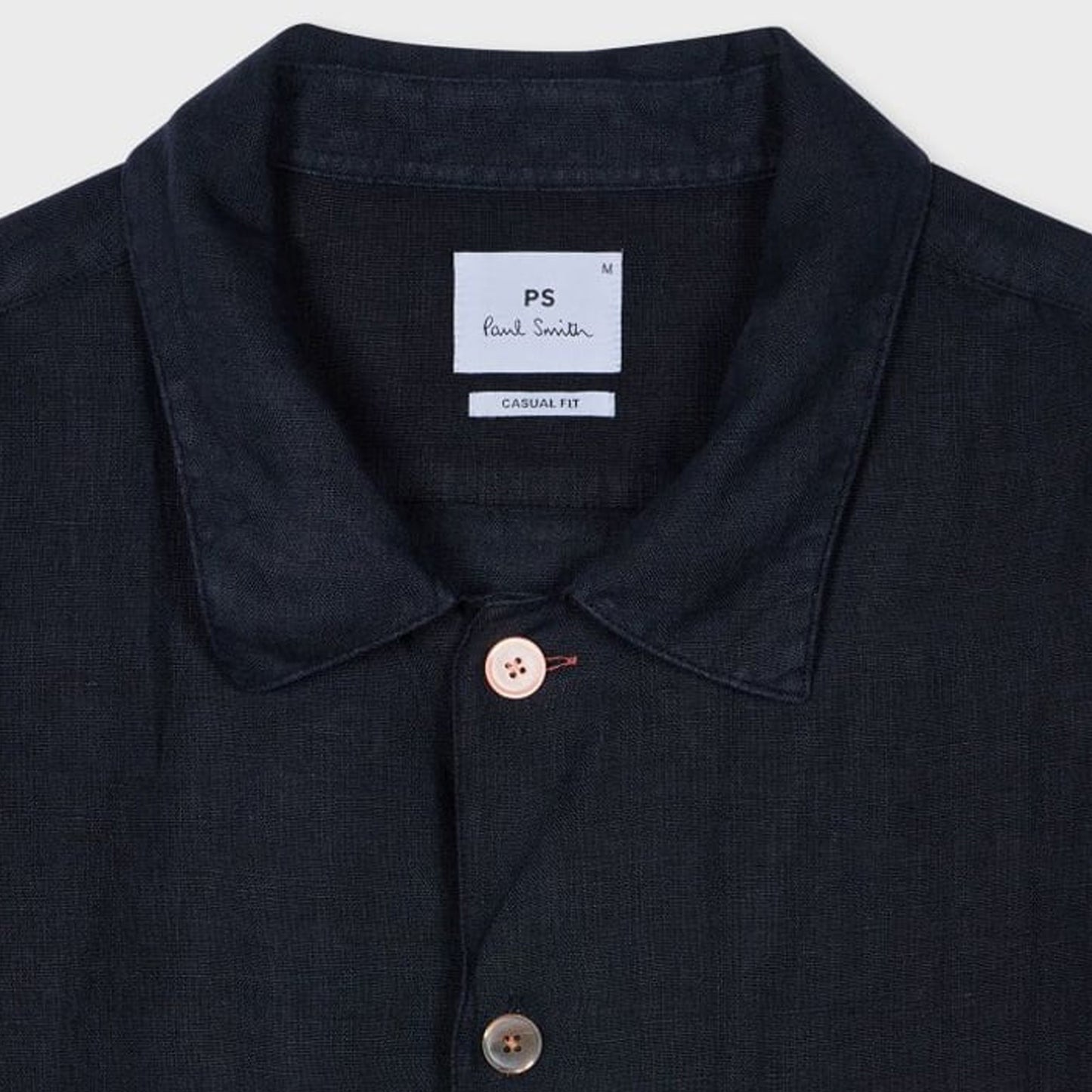 - Casual Fit Short Sleeve Linen Shirt - Dark Navy