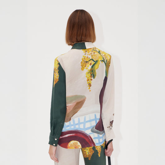 - Viscose Long Sleeve Shirt - Lemons On A Plate