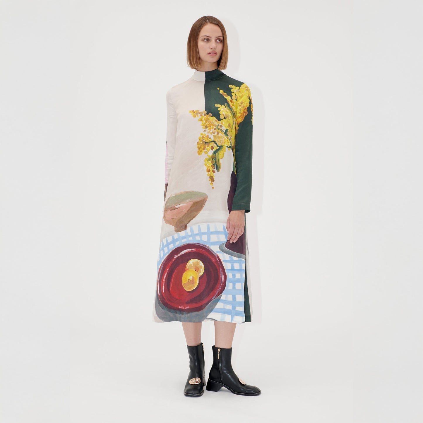 - Viscose Midi Dress - Lemons On A Plate