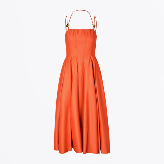 - Cotton Double Strap Dress - Mecca Orange