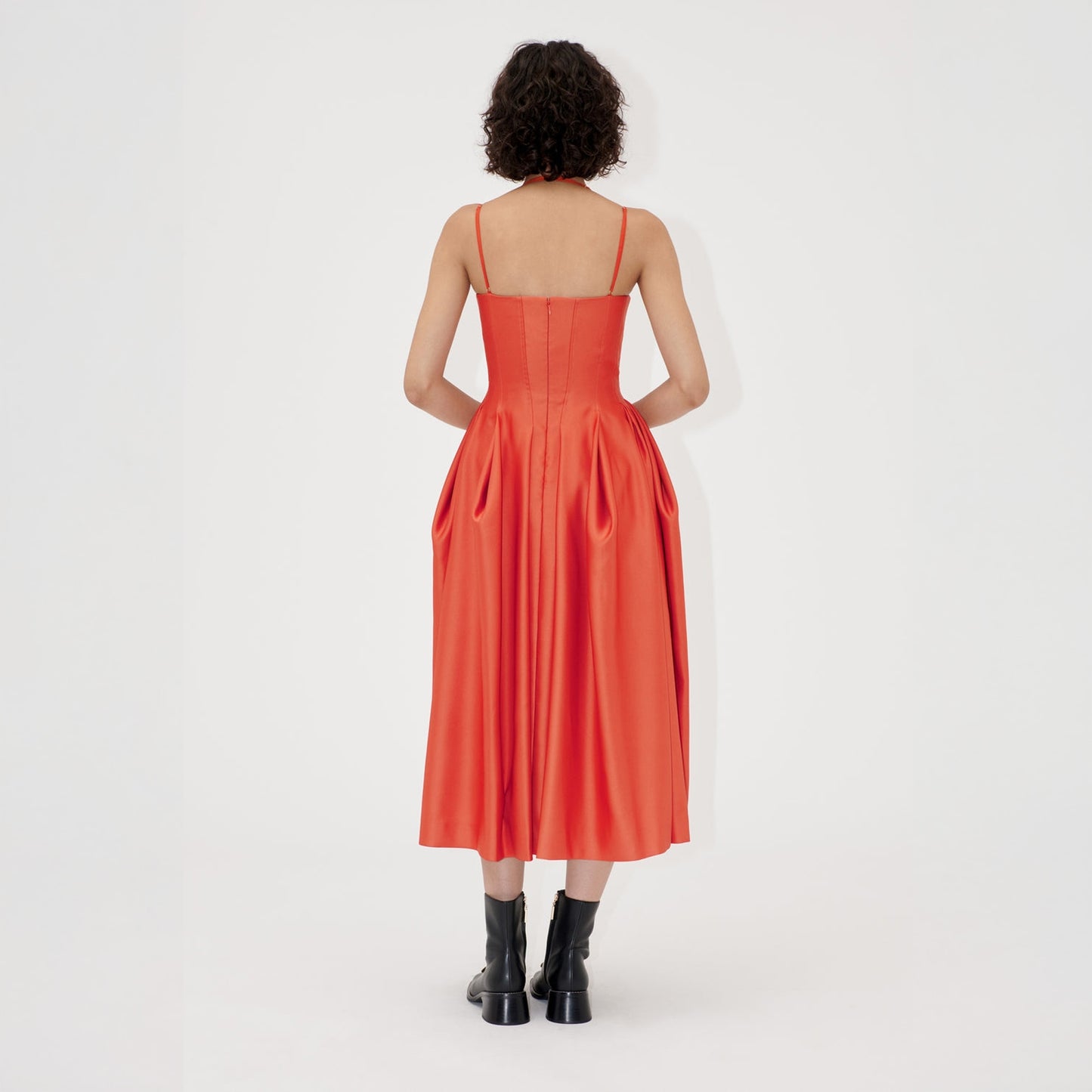 - Cotton Double Strap Dress - Mecca Orange