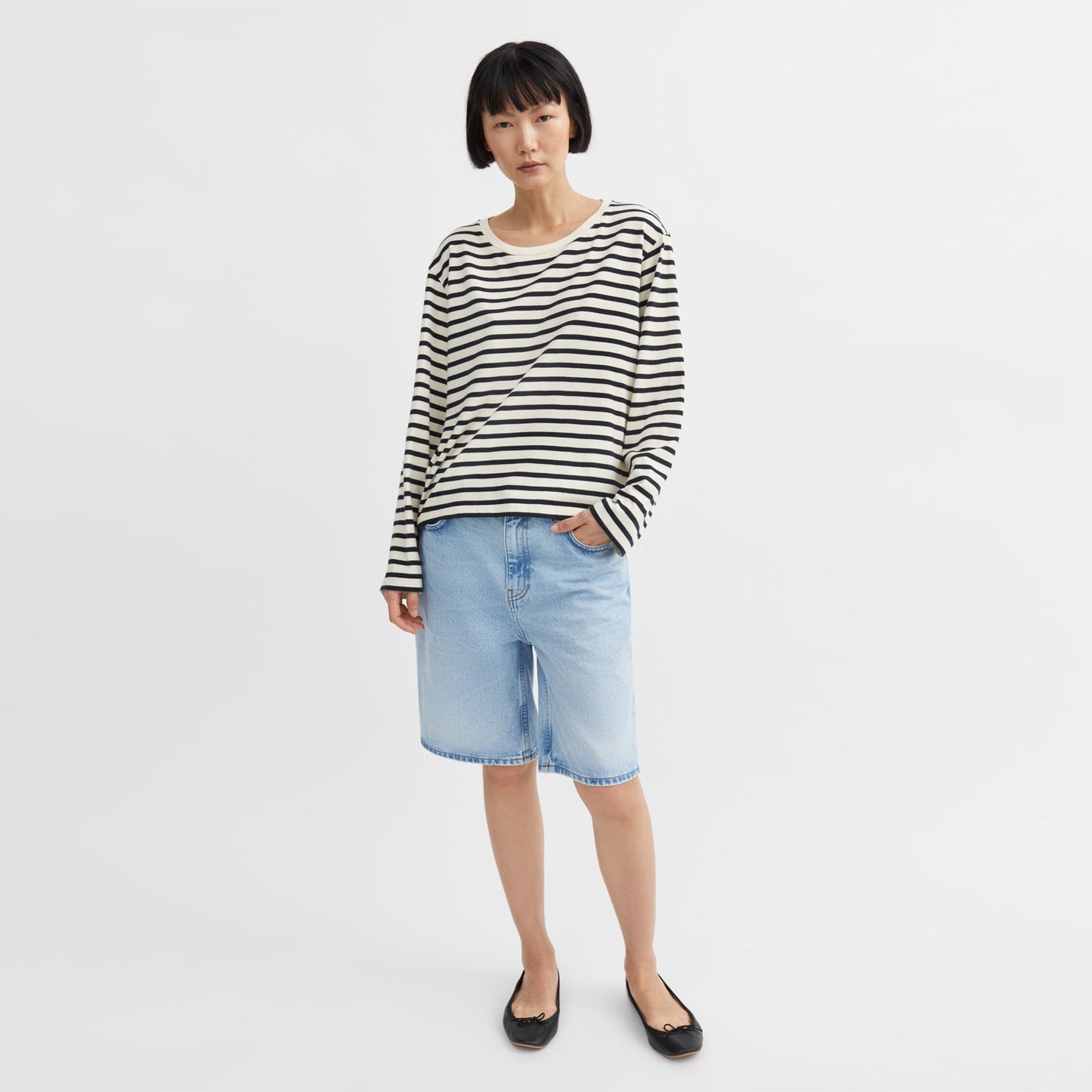 Loui Oversized Blouse - Dark Navy/White Stripe