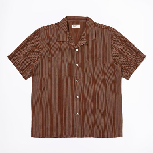 - Sal Road Shirt in Brown Kantha Stripe