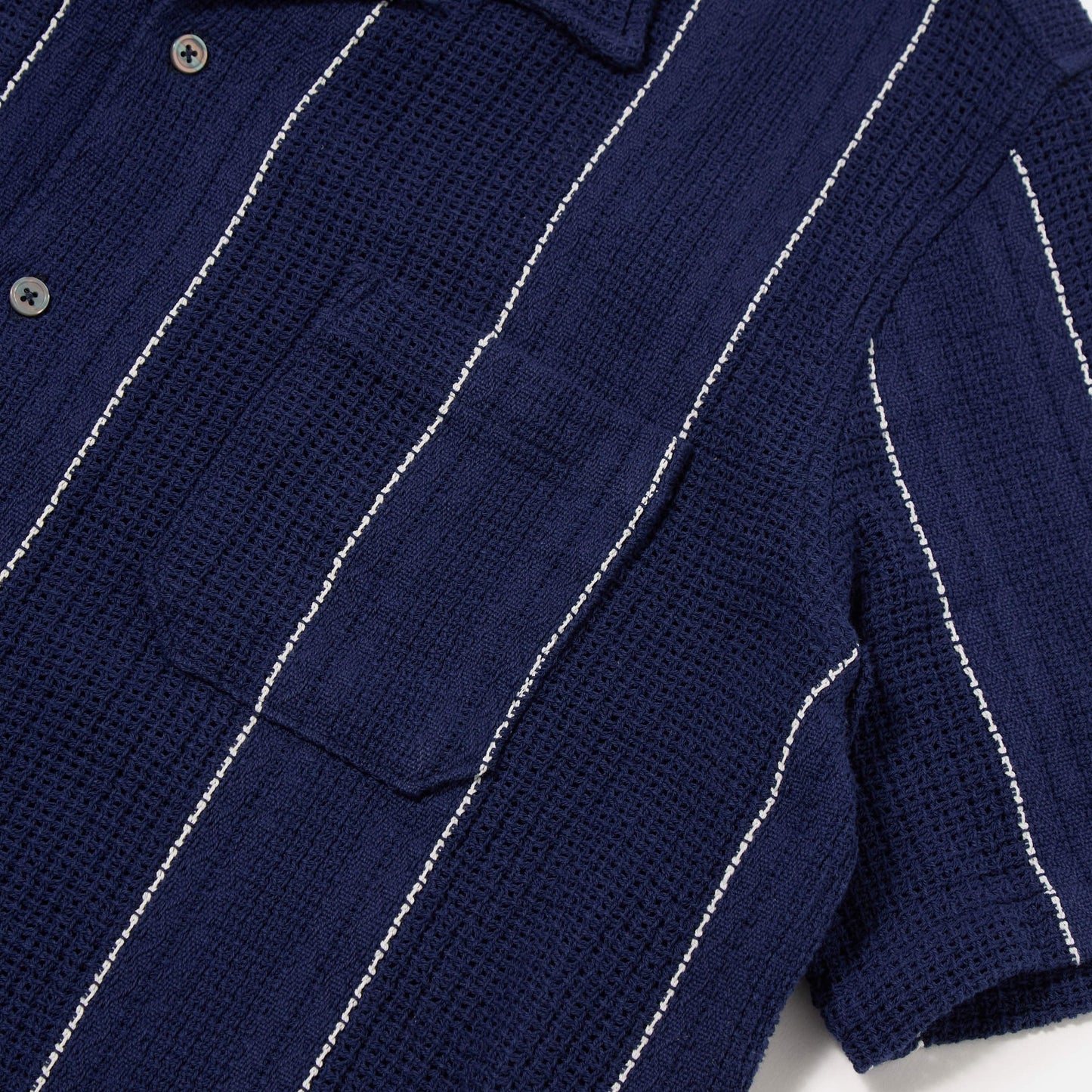 - Road Shirt In Navy Reef Stripe Cotton