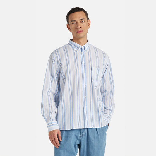 - Lazy Day Shirt in White/Blue Pop Stripe Two
