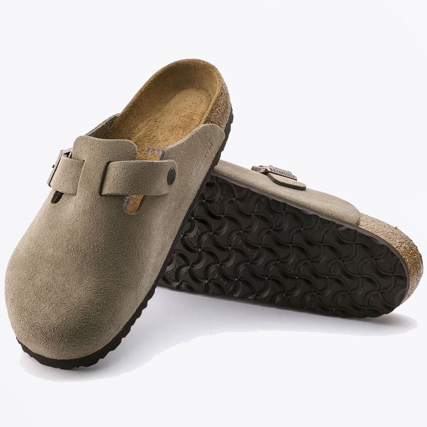 - Boston Soft Footbed Suede Leather Sandals - Taupe