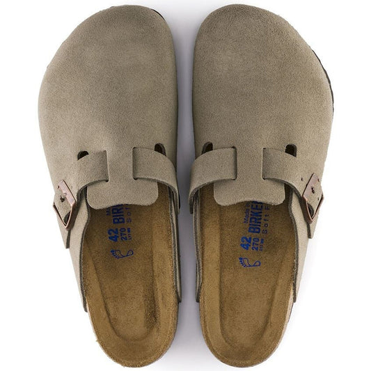 - Boston Soft Footbed Suede Leather Sandals - Taupe