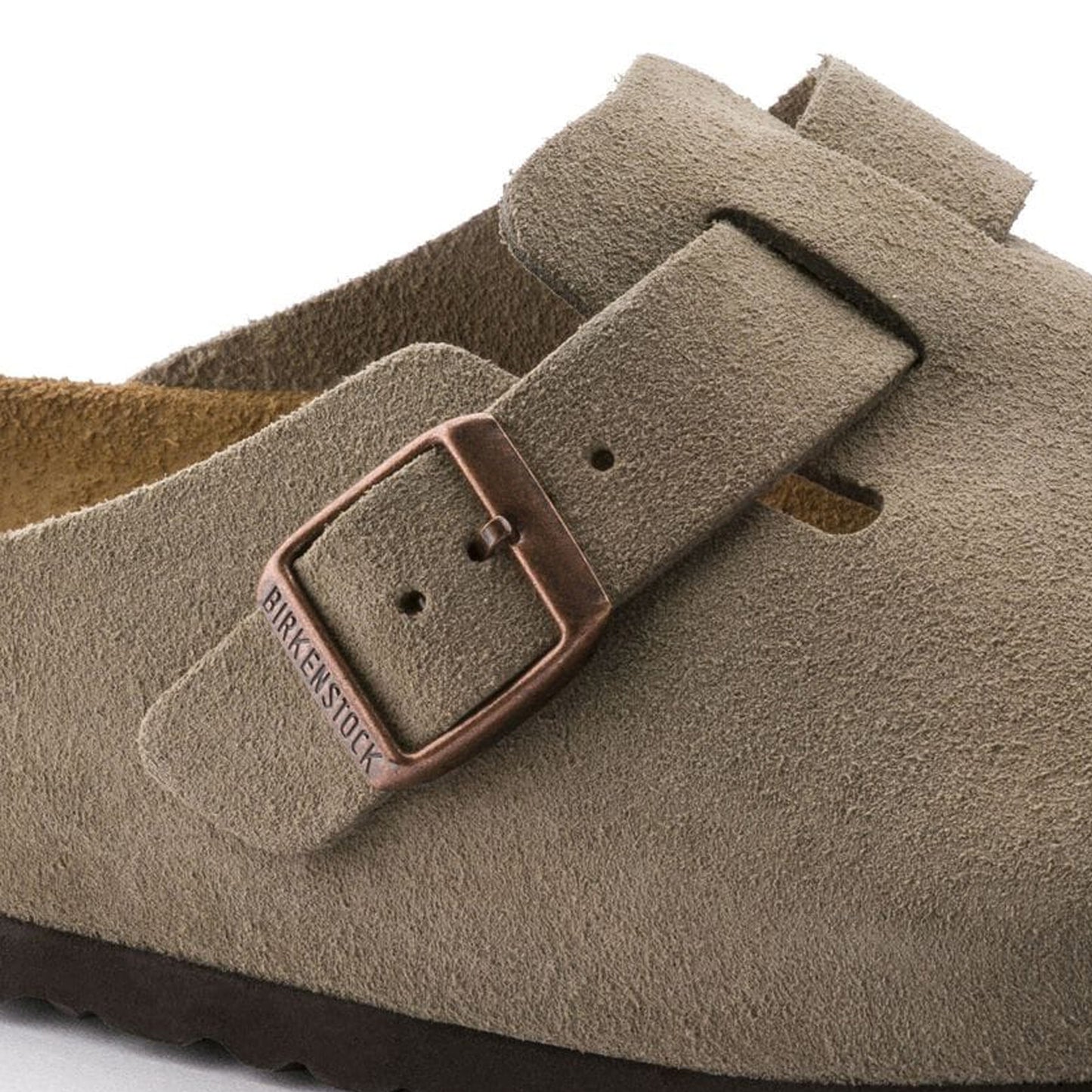 - Boston Soft Footbed Suede Leather Sandals - Taupe