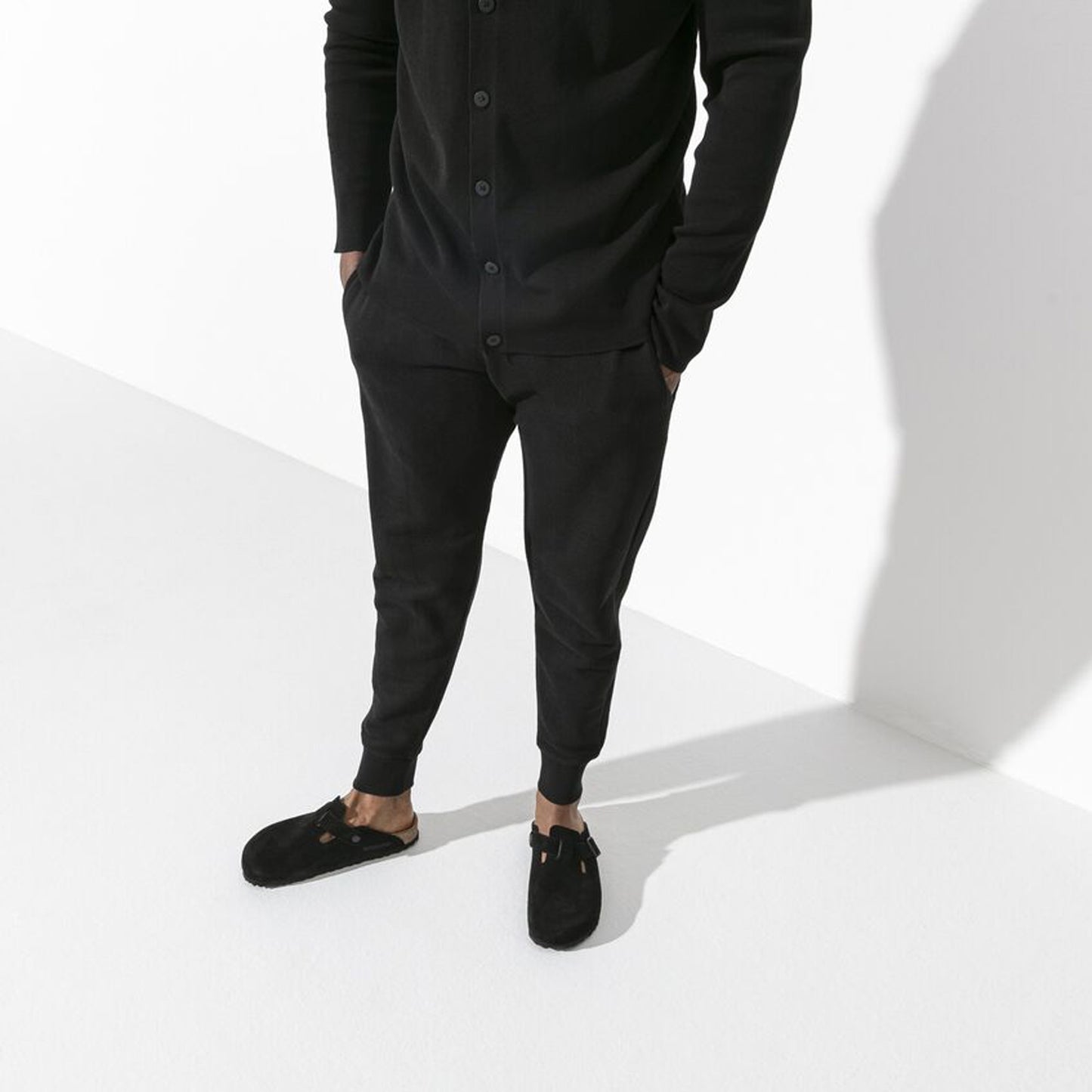 - Boston Soft Footbed Suede Leather Sandals - Black