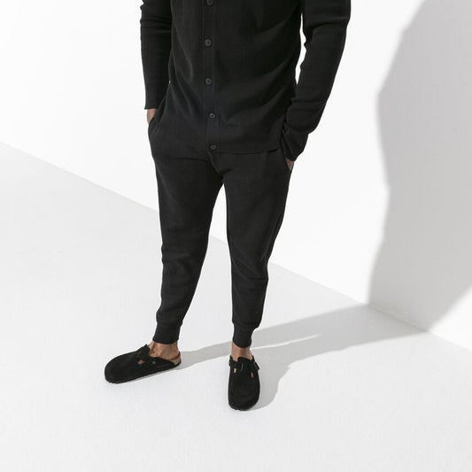 - Boston Soft Footbed Suede Leather Sandals - Black