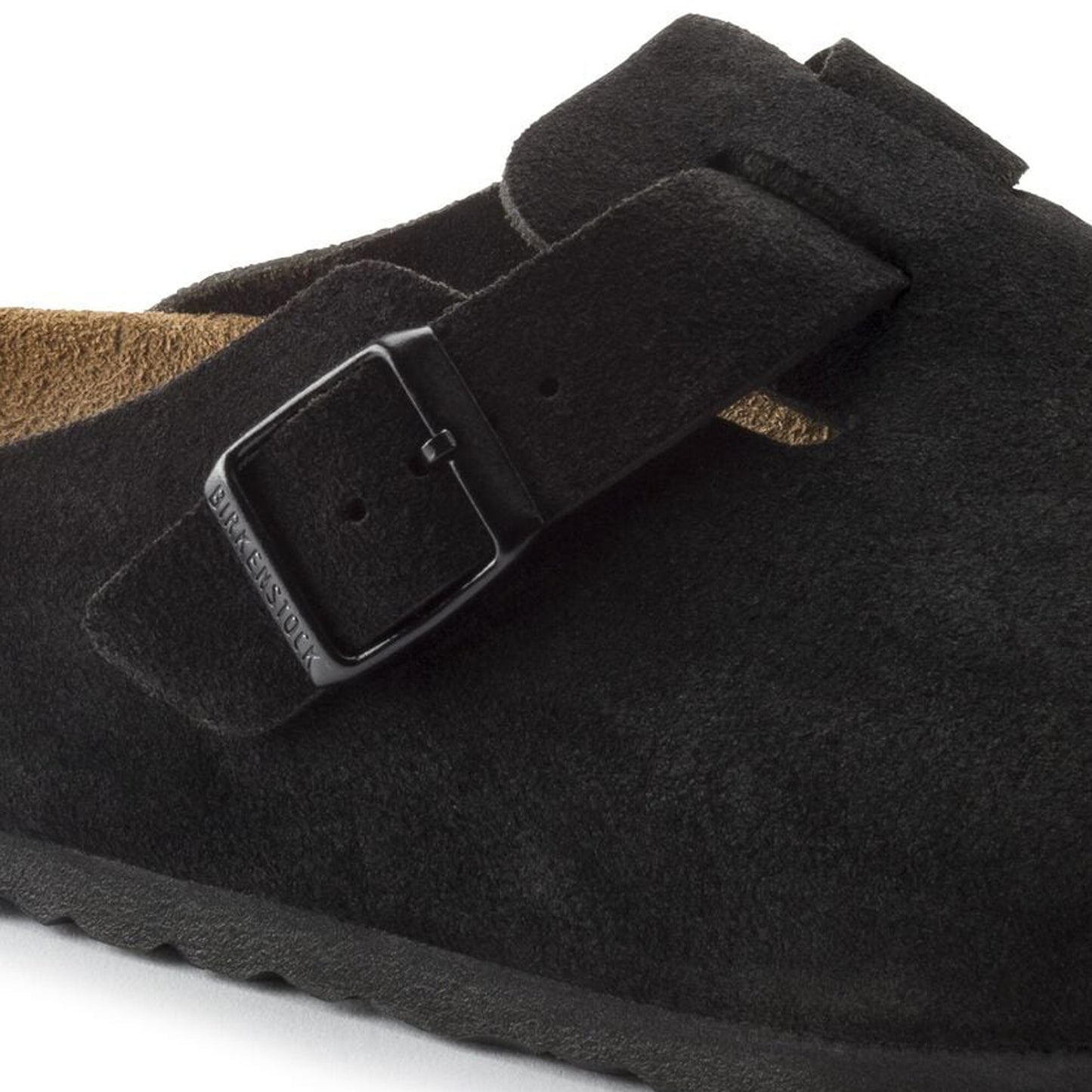- Boston Soft Footbed Suede Leather Sandals - Black