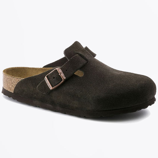 - Boston Soft Footbed Suede Leather Sandals - Mocca