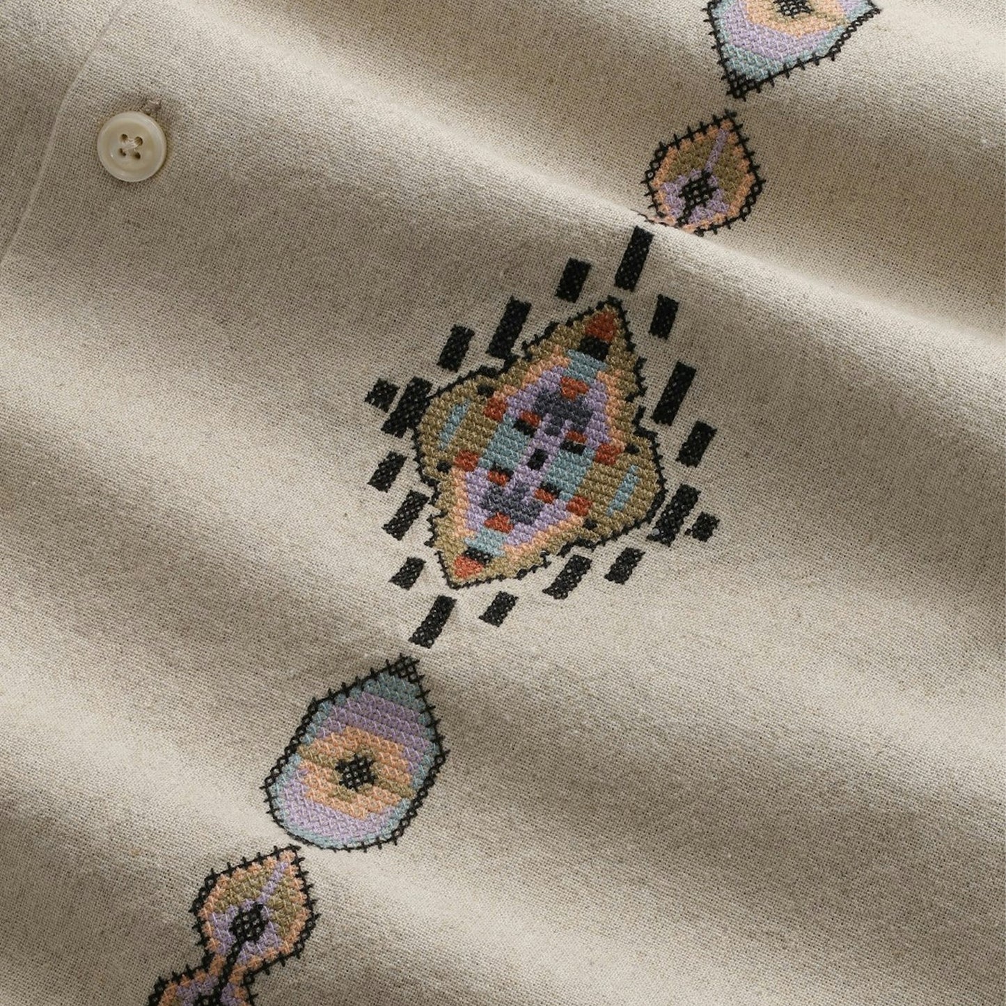 - Ole Linen Blend Shirt - Oatmeal