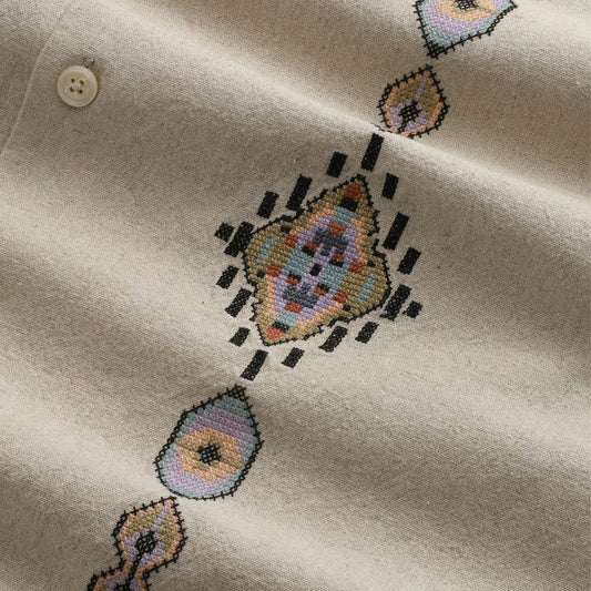 - Ole Linen Blend Shirt - Oatmeal