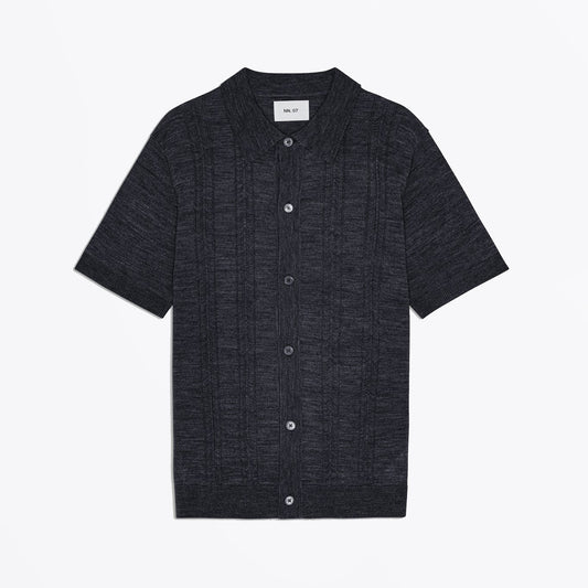 - Thor Short Sleeve Textured Cardigan - Deep Navy