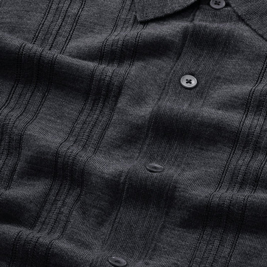 - Thor Short Sleeve Textured Cardigan - Deep Navy