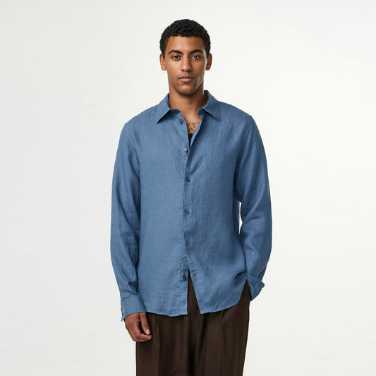 - Enzo Linen Shirt - Bering Sea