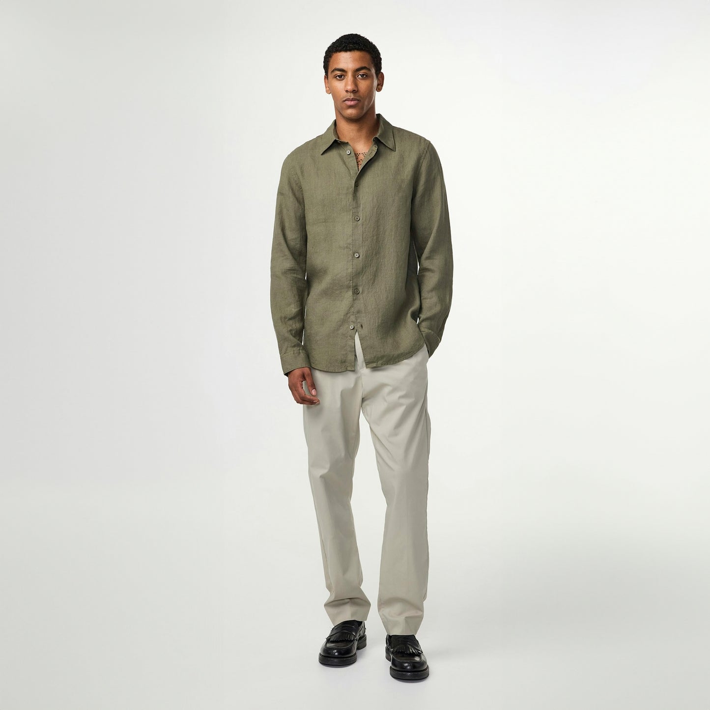 - Enzo Linen Shirt - Capers