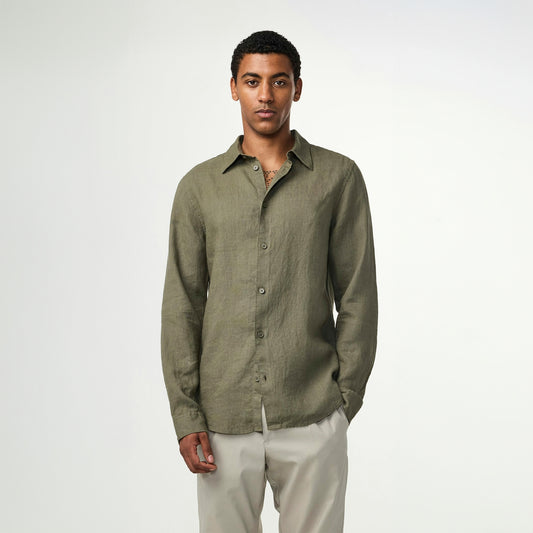 - Enzo Linen Shirt - Capers