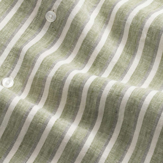 - Enzo Linen Shirt - Green Stripe